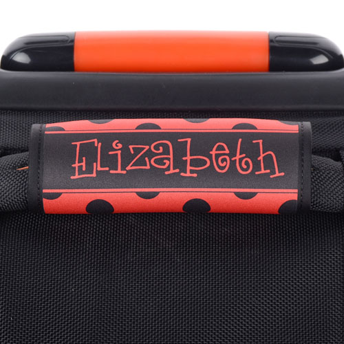 Black And Red Polka Dot Personalized Luggage Handle Wrap