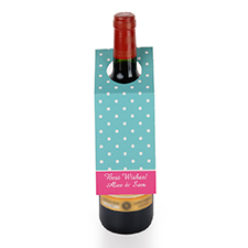 Blue Polka Dots Personalized Wine Tag, set of 6