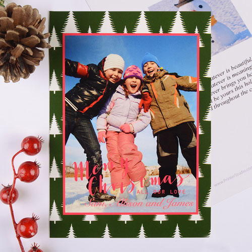 Frosted Tree Personalized Photo Christmas Card