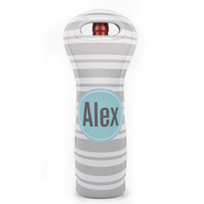Grey Stripe Personalized Neoprene Wine Tote Bag