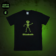 Girl Skull Personalized Glow In The Dark Halloween T Shirt, Adult Small