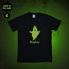 Girl Ghost Personalized Glow In The Dark Halloween T Shirt, Adult Small