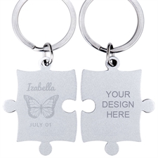 Butterfly Engraved Name Puzzle Keychain