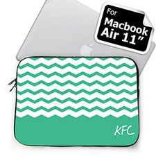 Custom Initials Mint Chevron Macbook Air 11 Sleeve