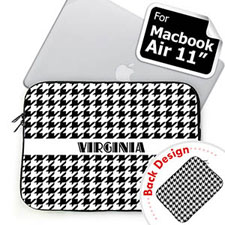 Personalized Name Custom 2 Sides Black Hounds Tooth Macbook Air 11 Sleeve
