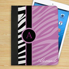 Personalized Lavender And Black Zebra Pattern Personalized Name Folio Case